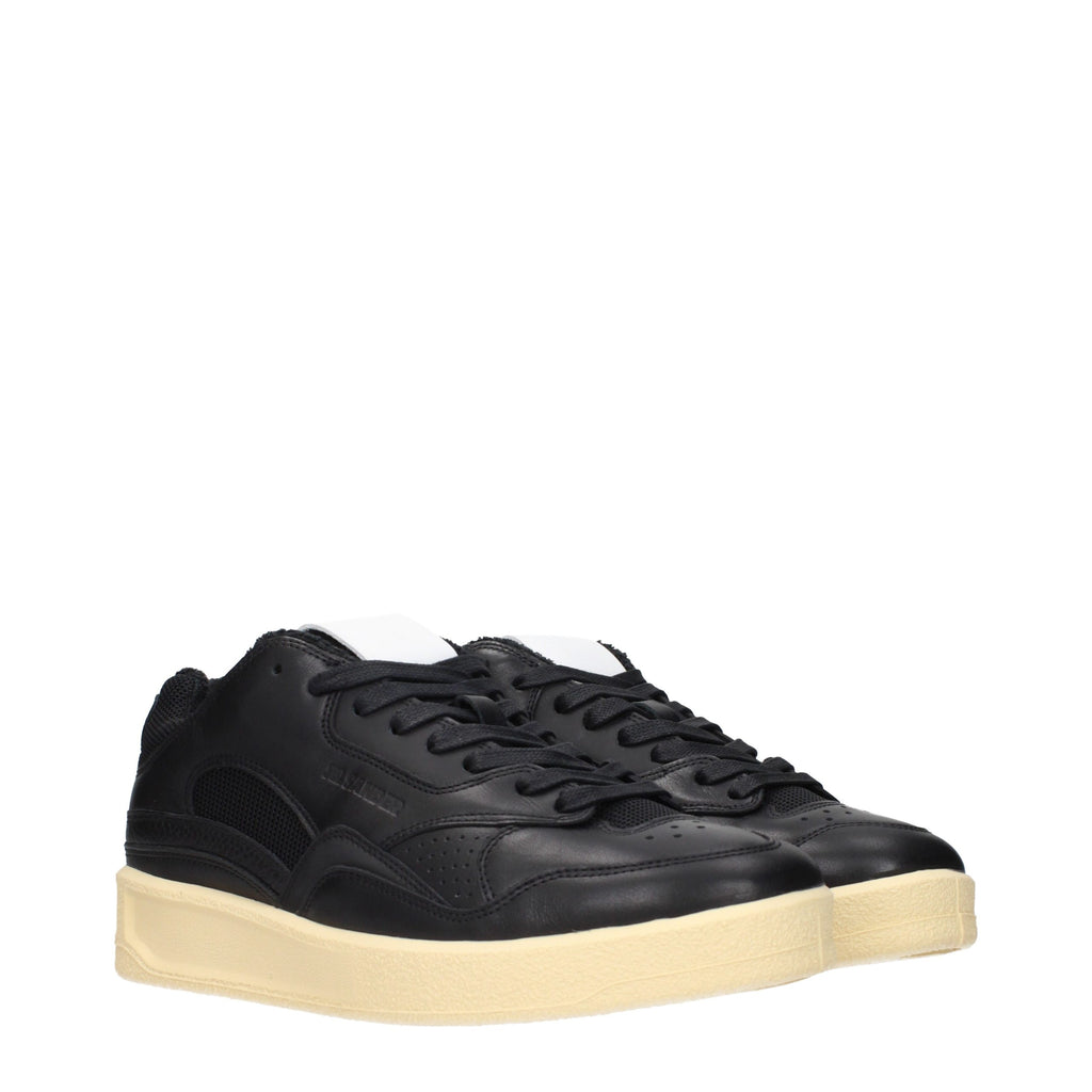 Jil Sander Black Leather Low Top Sneakers - Eljoys Fashion 