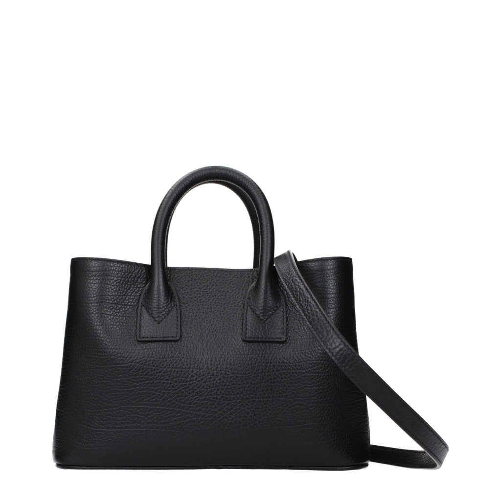 Burberry Black Leather Handbag - Eljoys Fashion 