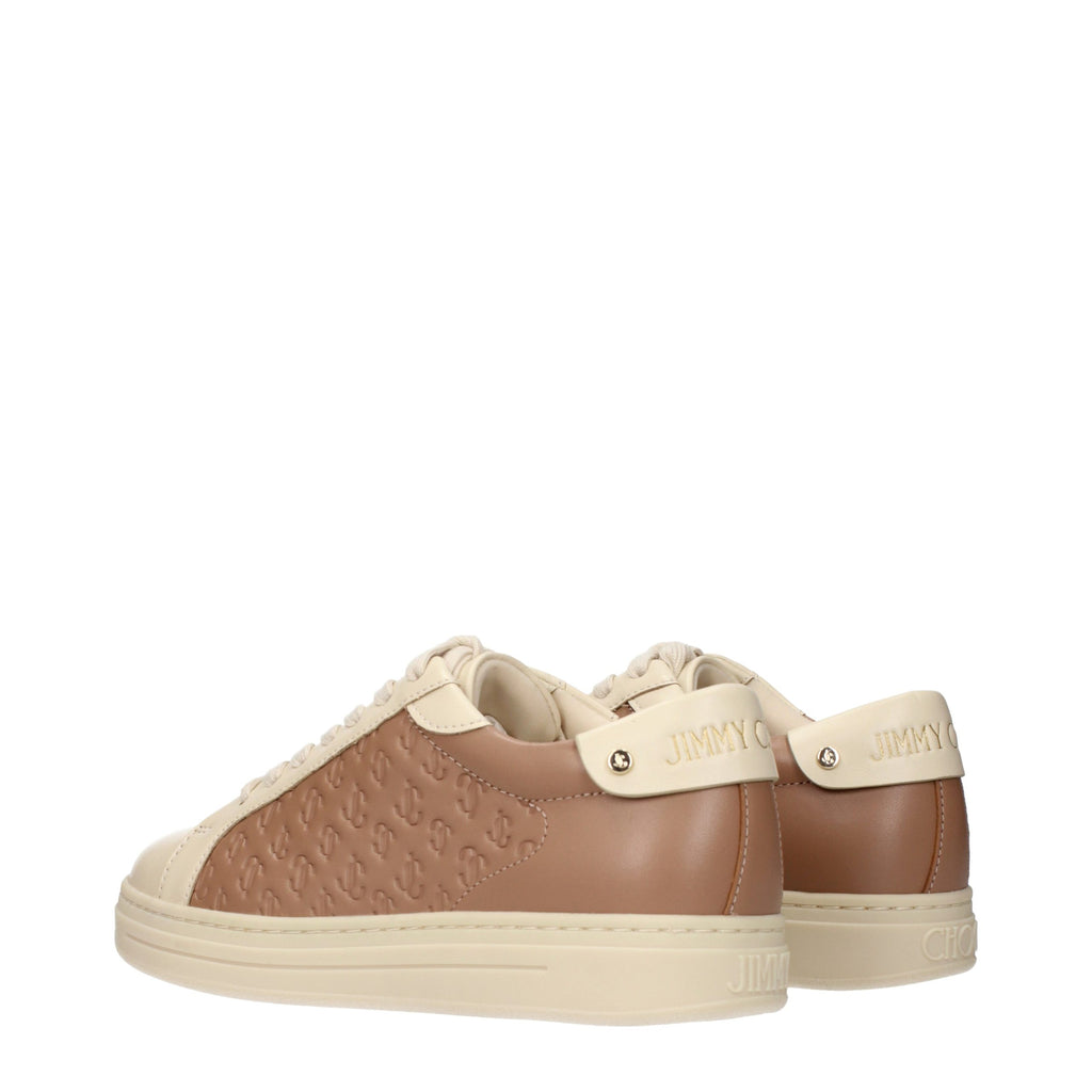 Jimmy Choo Beige Leather Low Top Sneakers - Eljoys Fashion 