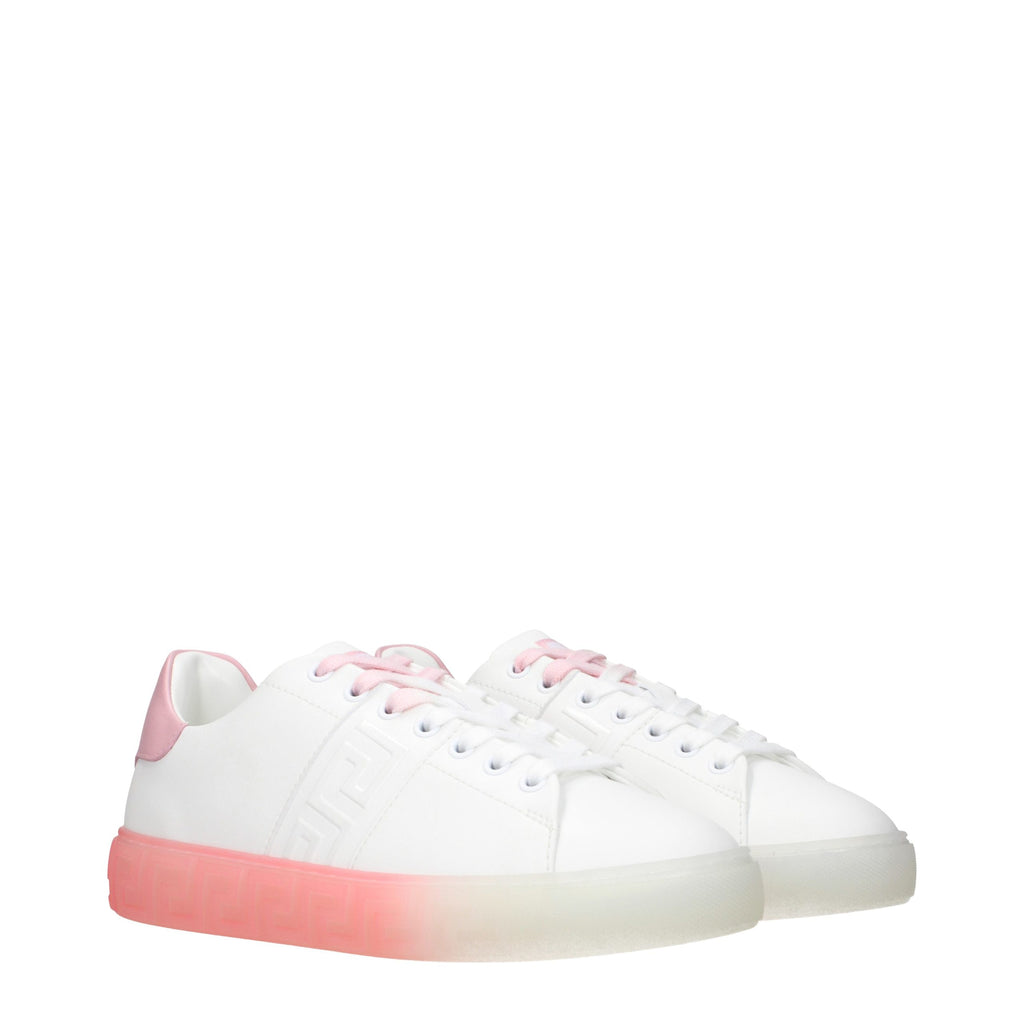 Versace White Leather Low Top Sneakers - Eljoys Fashion 