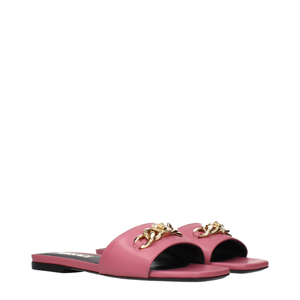 Versace Pink Leather Slippers - Eljoys Fashion 