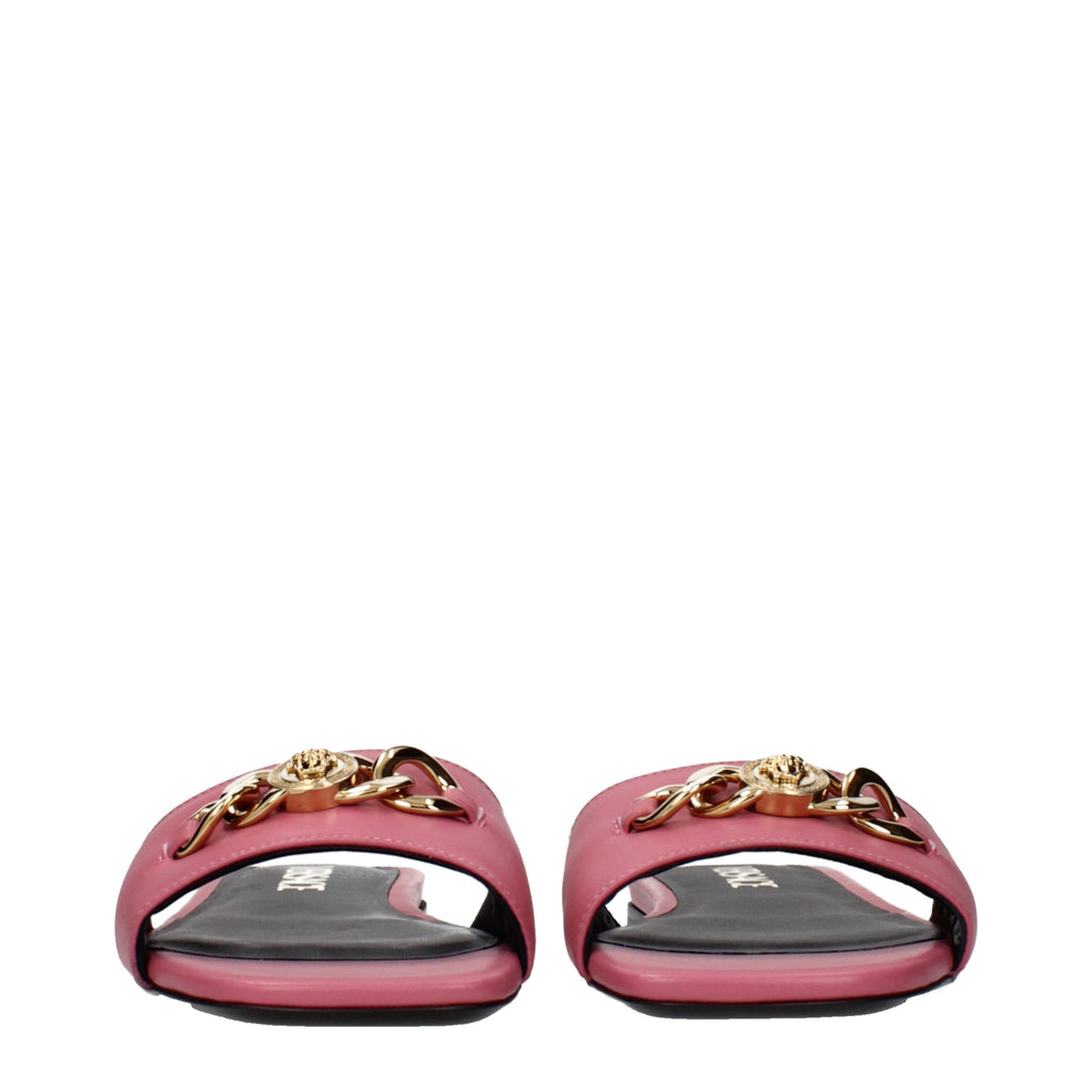 Versace Pink Leather Slippers - Eljoys Fashion 