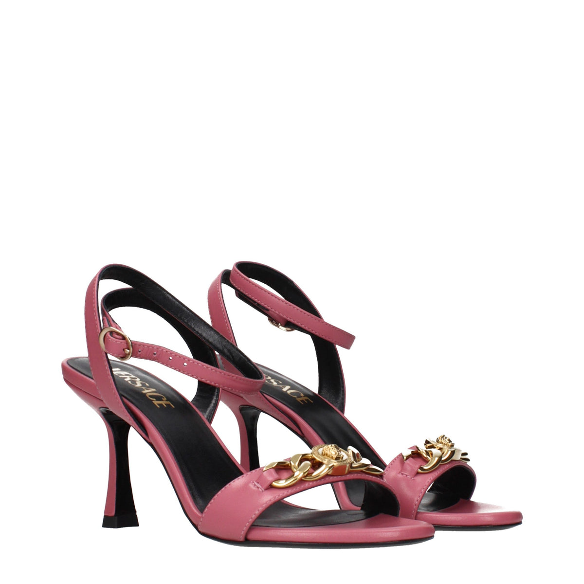 Versace Pink Leather Stiletto Heel Sandals - Eljoys Fashion 