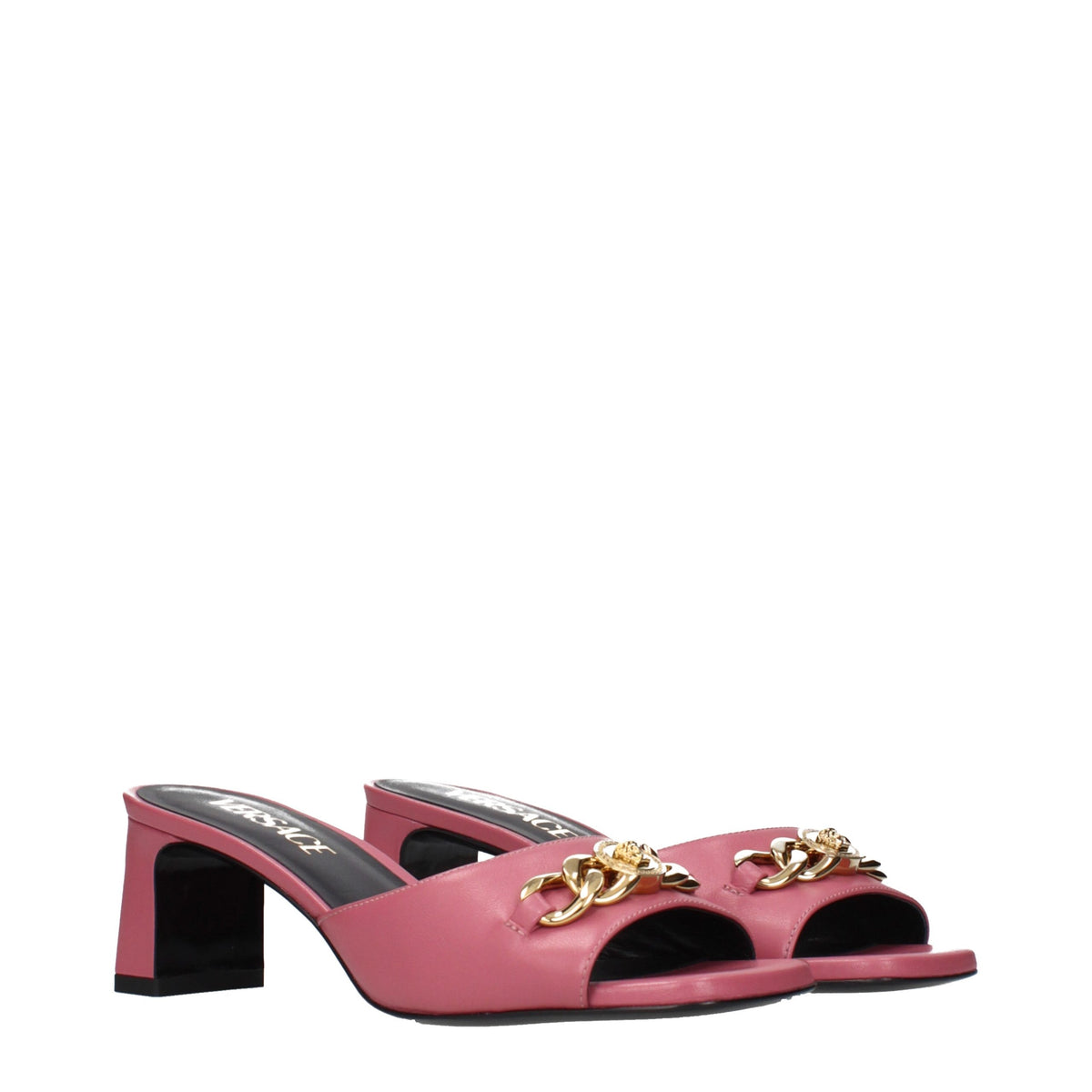 Versace Pink Leather Flat Sandals - Eljoys Fashion 