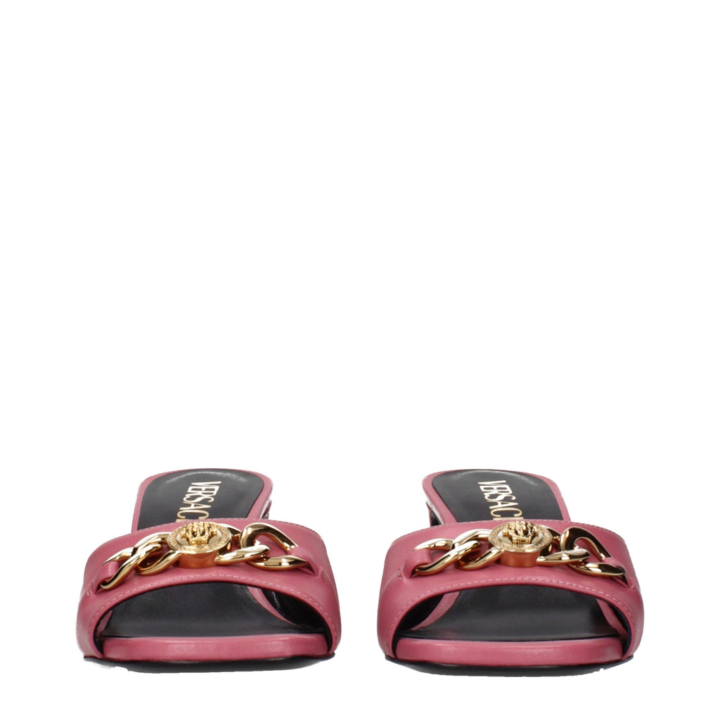 Versace Pink Leather Flat Sandals - Eljoys Fashion 