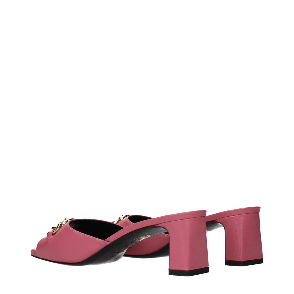 Versace Pink Leather Flat Sandals - Eljoys Fashion 