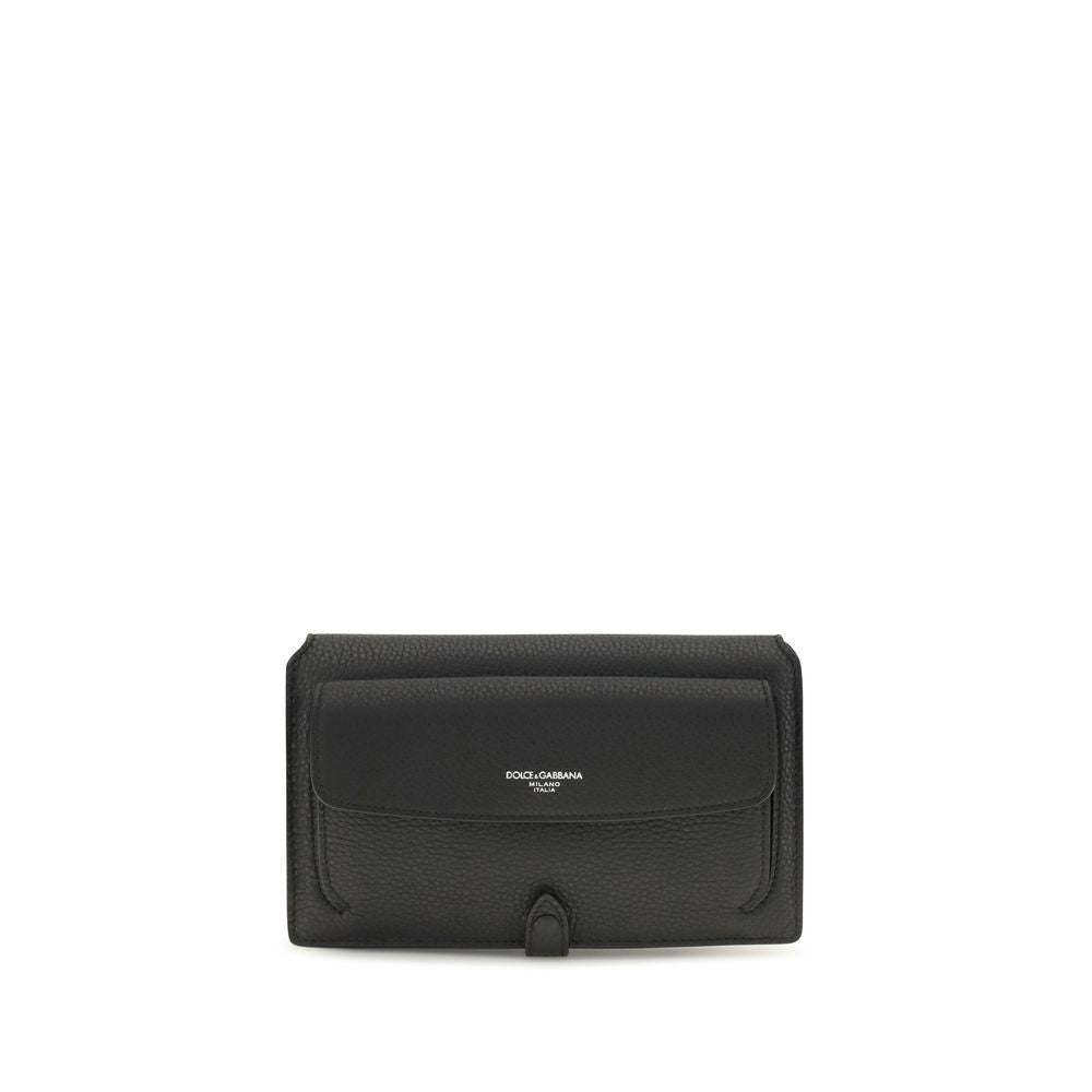 Dolce & Gabbana Black Calf Leather Bos Taurus Shoulder Bag - Eljoys Fashion 