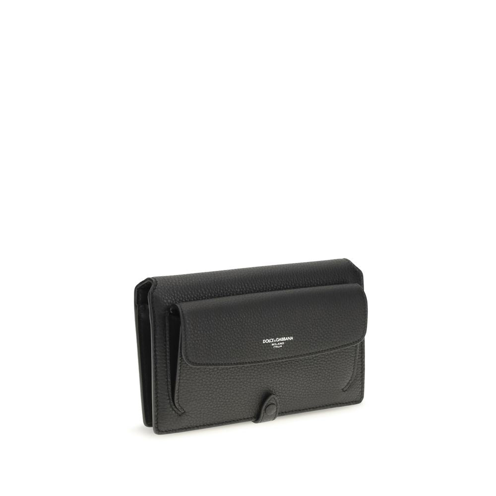 Dolce & Gabbana Black Calf Leather Bos Taurus Shoulder Bag - Eljoys Fashion 