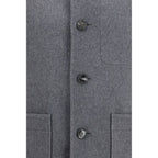 Ami Paris Gray Wool Oves Aries Full-Length Jacket