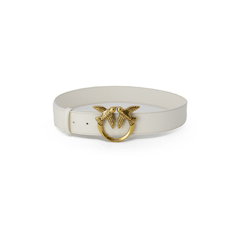 PINKO Cream Leather Regular Belt - Eljoys Fashion 