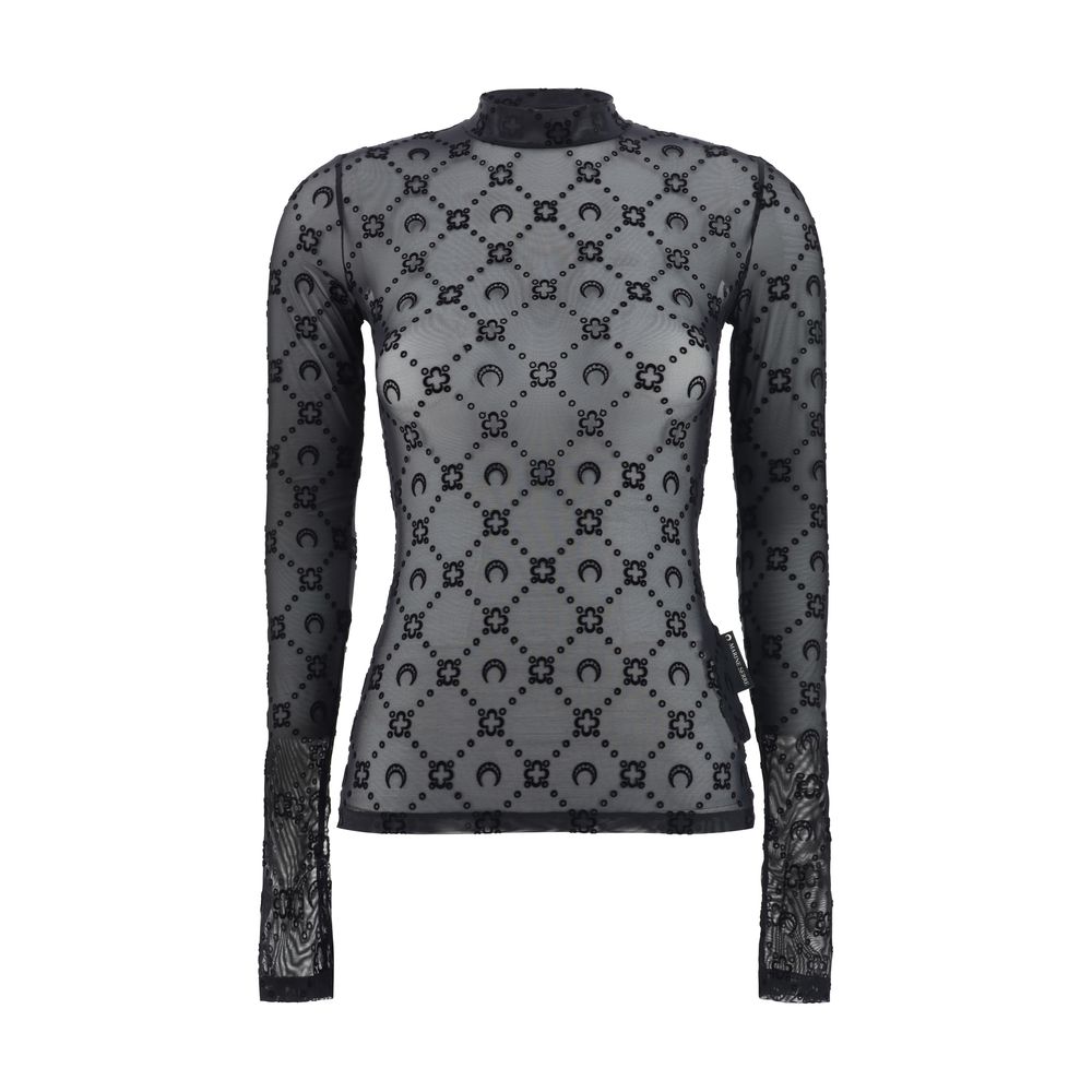 Marine Serre Black Polyamide Pattern Shirt - Eljoys Fashion 