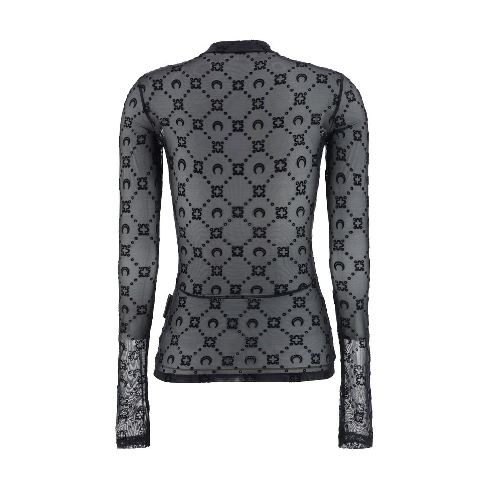 Marine Serre Black Polyamide Pattern Shirt - Eljoys Fashion 