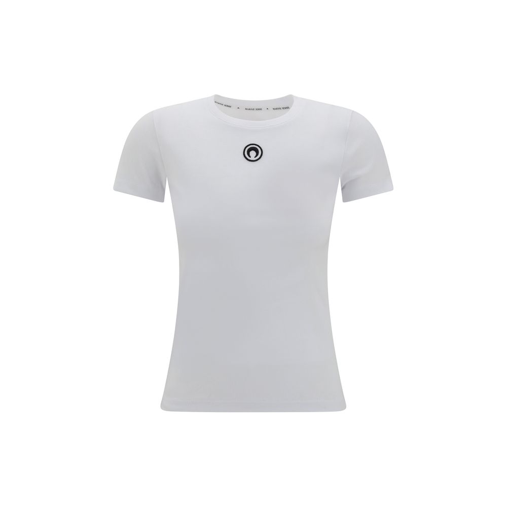 Marine Serre White Cotton T-Shirt - Eljoys Fashion 