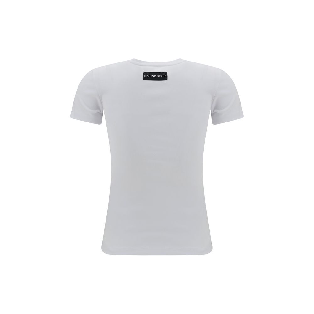 Marine Serre White Cotton T-Shirt - Eljoys Fashion 