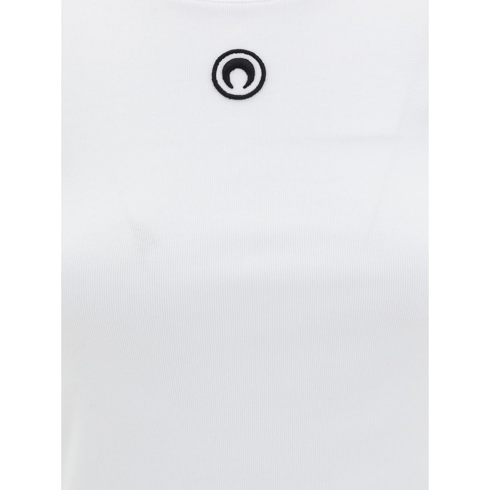 Marine Serre White Cotton T-Shirt - Eljoys Fashion 