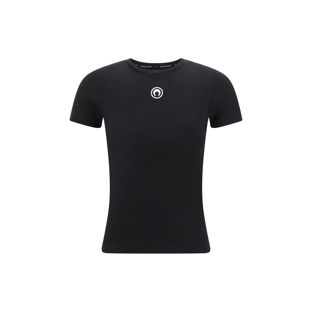 Marine Serre Black Cotton T-Shirt - Eljoys Fashion 
