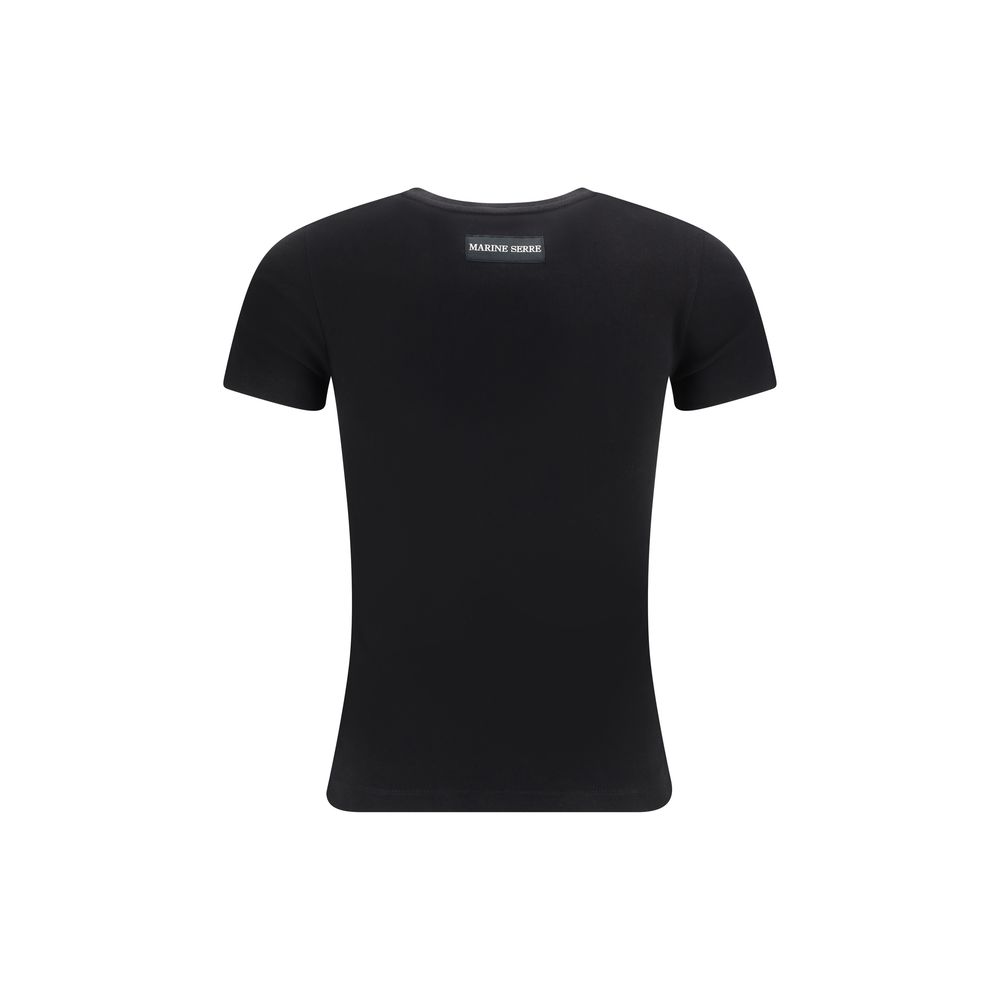 Marine Serre Black Cotton T-Shirt - Eljoys Fashion 
