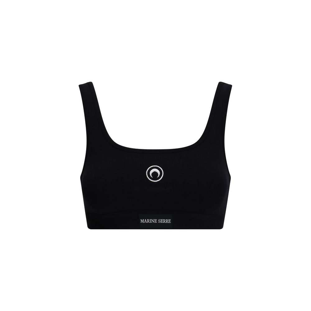 Marine Serre Black Cotton Sport Bra - Eljoys Fashion 