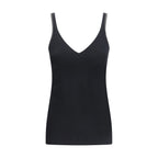 Brunello Cucinelli Black Cotton Sleeveles T-Shirt - Eljoys Fashion 