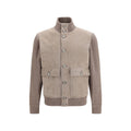Brunello Cucinelli Beige Calf Leather Bos Taurus Full-Length Jacket - Eljoys Fashion 