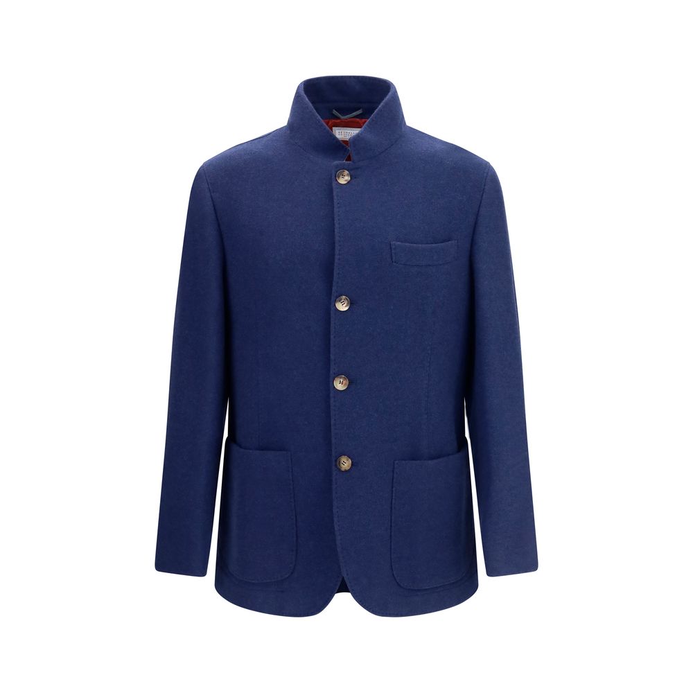 Brunello Cucinelli Blue Cashmere Full-Length Jacket - Eljoys Fashion 