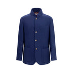 Brunello Cucinelli Blue Cashmere Full-Length Jacket - Eljoys Fashion 