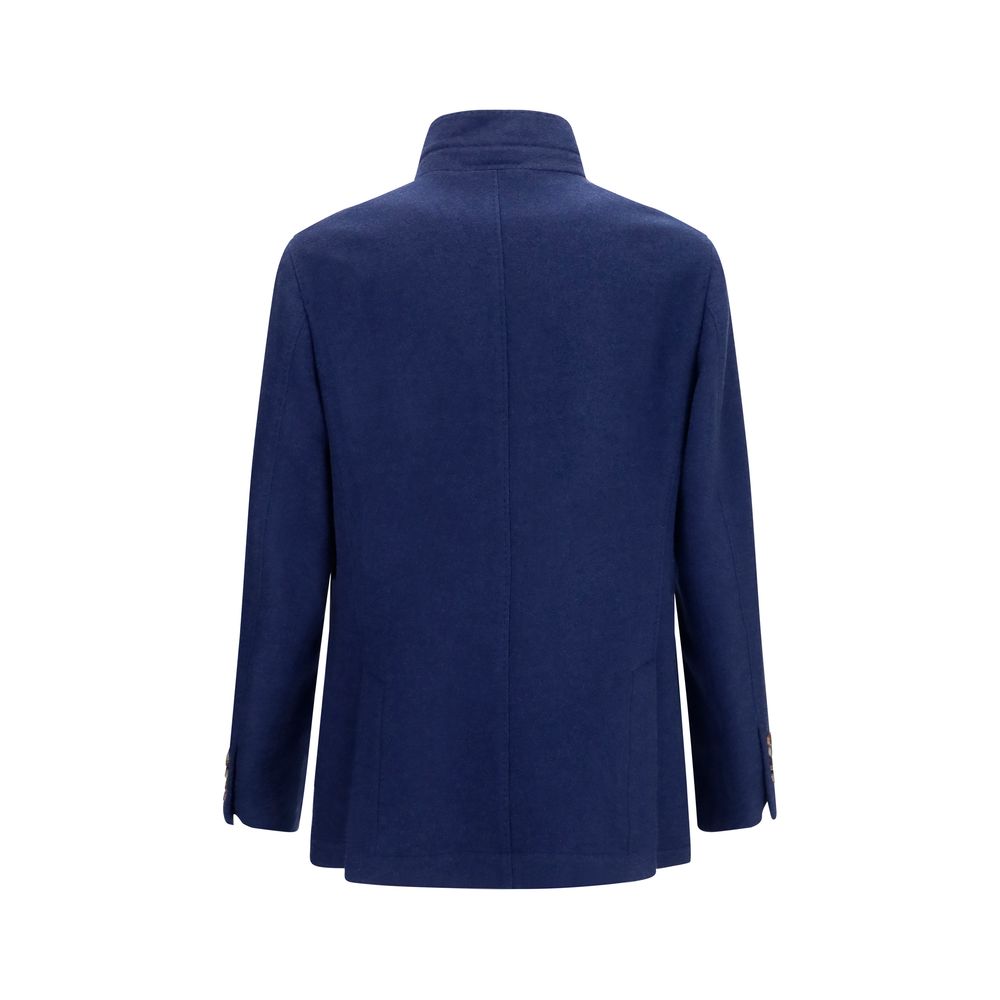 Brunello Cucinelli Blue Cashmere Full-Length Jacket - Eljoys Fashion 