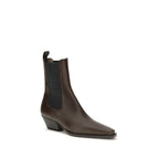 Brunello Cucinelli Brown Calf Leather Bos Taurus Ankle Boots - Eljoys Fashion 