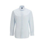 Finamore Blue Cotton Pattern Shirt - Eljoys Fashion 
