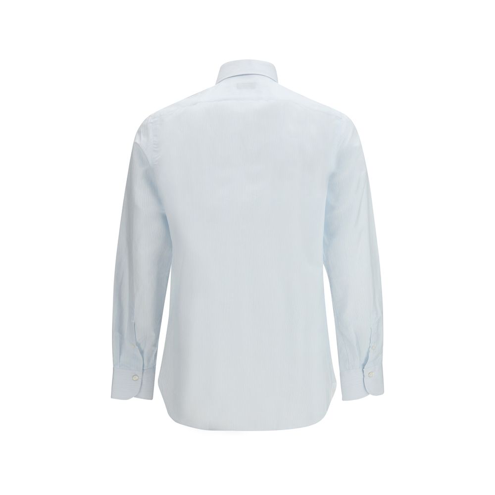 Finamore Blue Cotton Pattern Shirt - Eljoys Fashion 