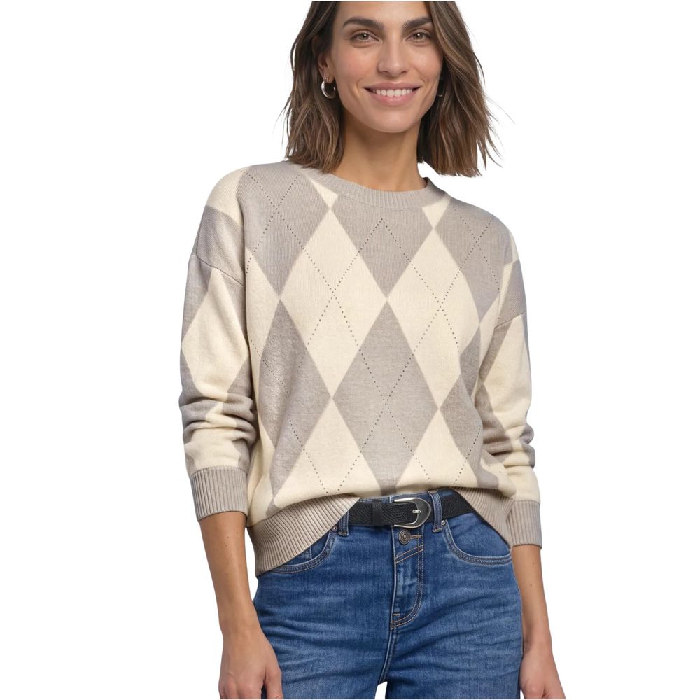 Street One Beige Polyester Sweatshirt - Eljoys Fashion 