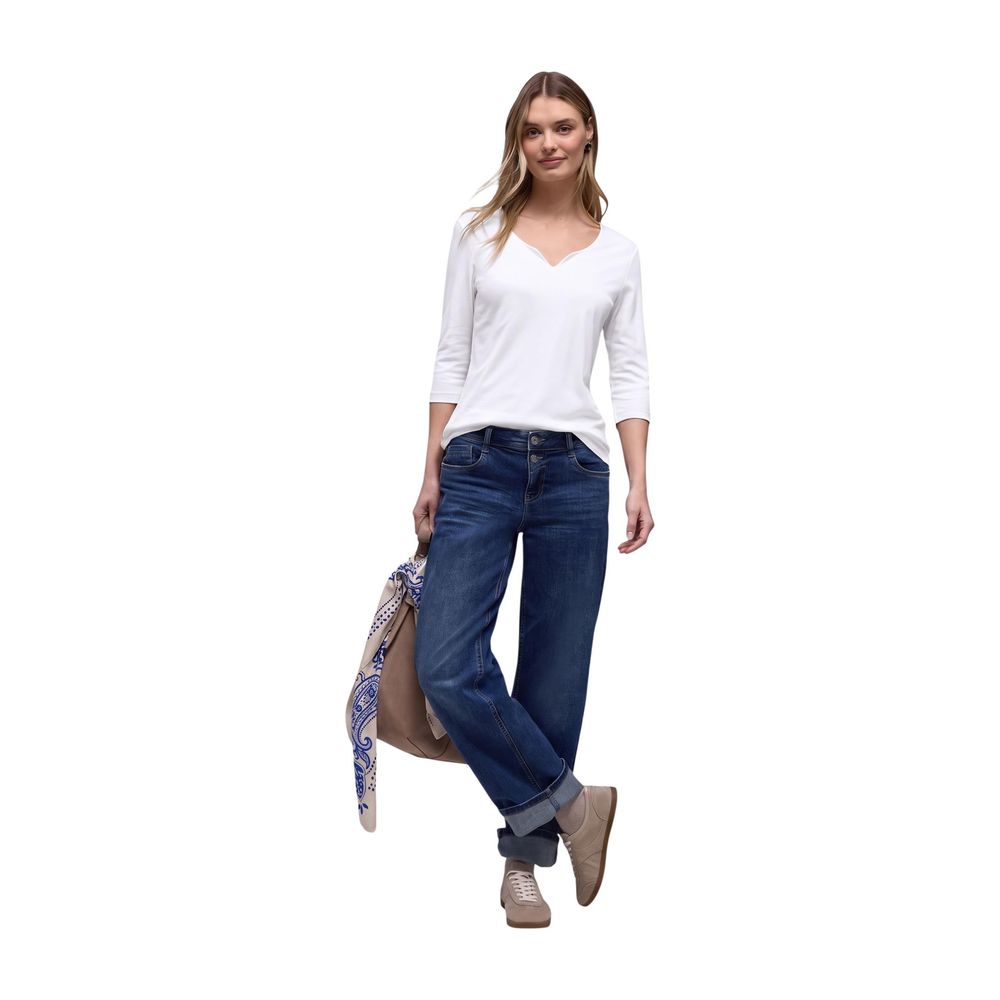 Street One White Cotton Long Sleeve T-Shirt - Eljoys Fashion 
