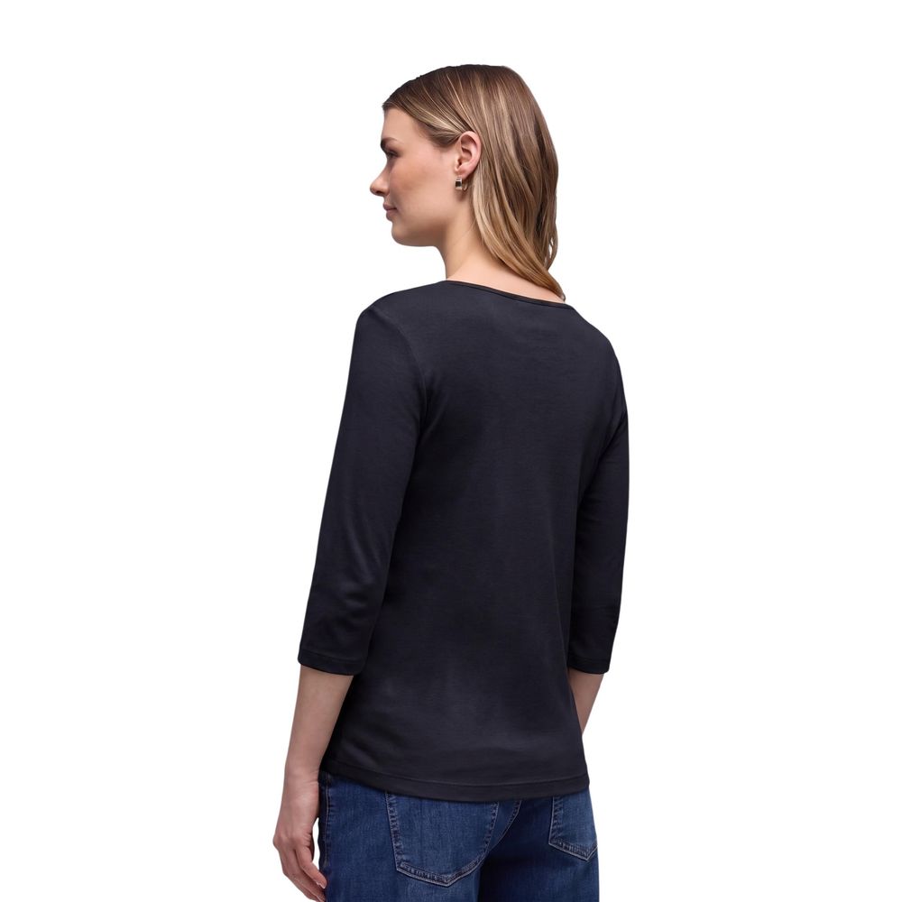 Street One Black Cotton Long Sleeve T-Shirt - Eljoys Fashion 