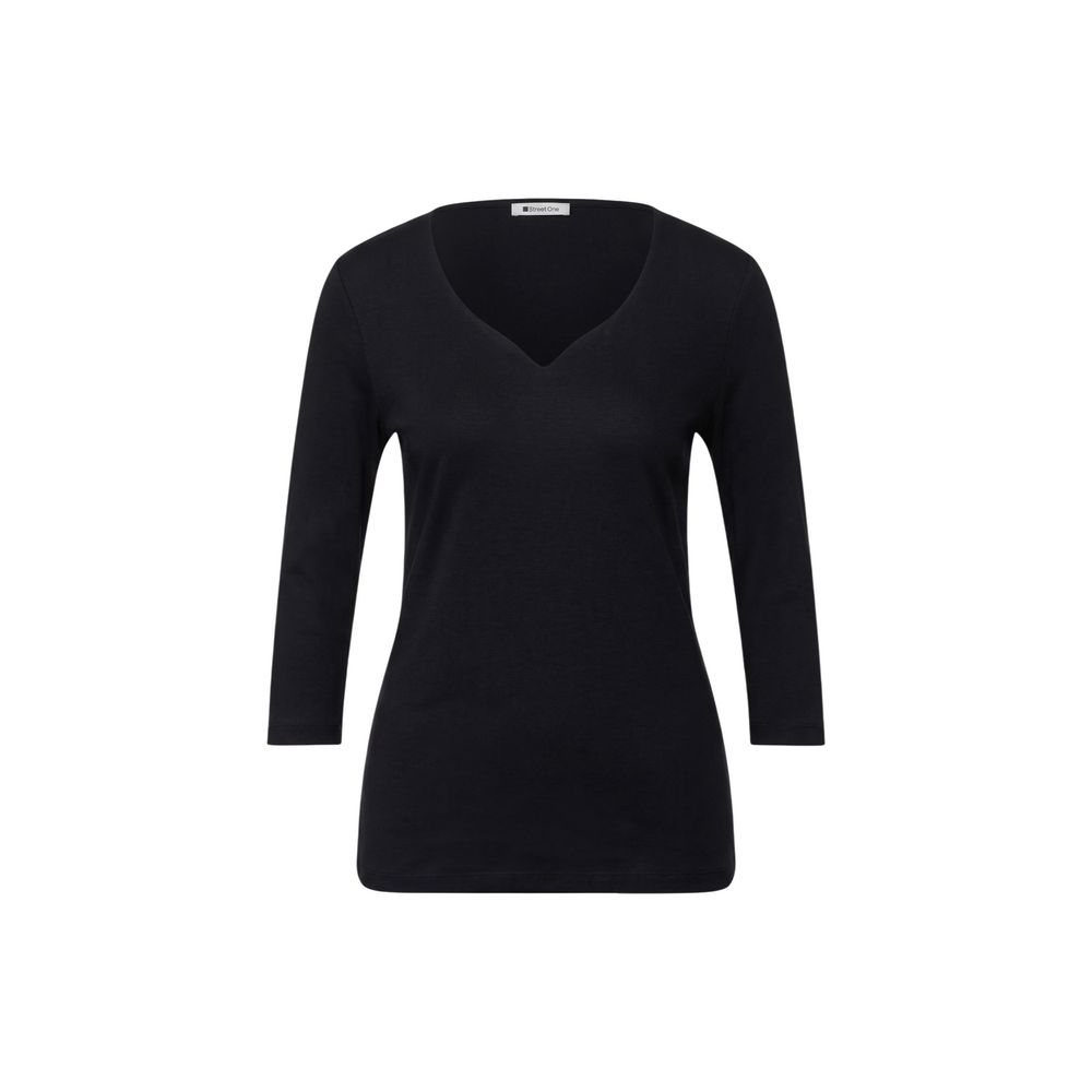 Street One Black Cotton Long Sleeve T-Shirt - Eljoys Fashion 