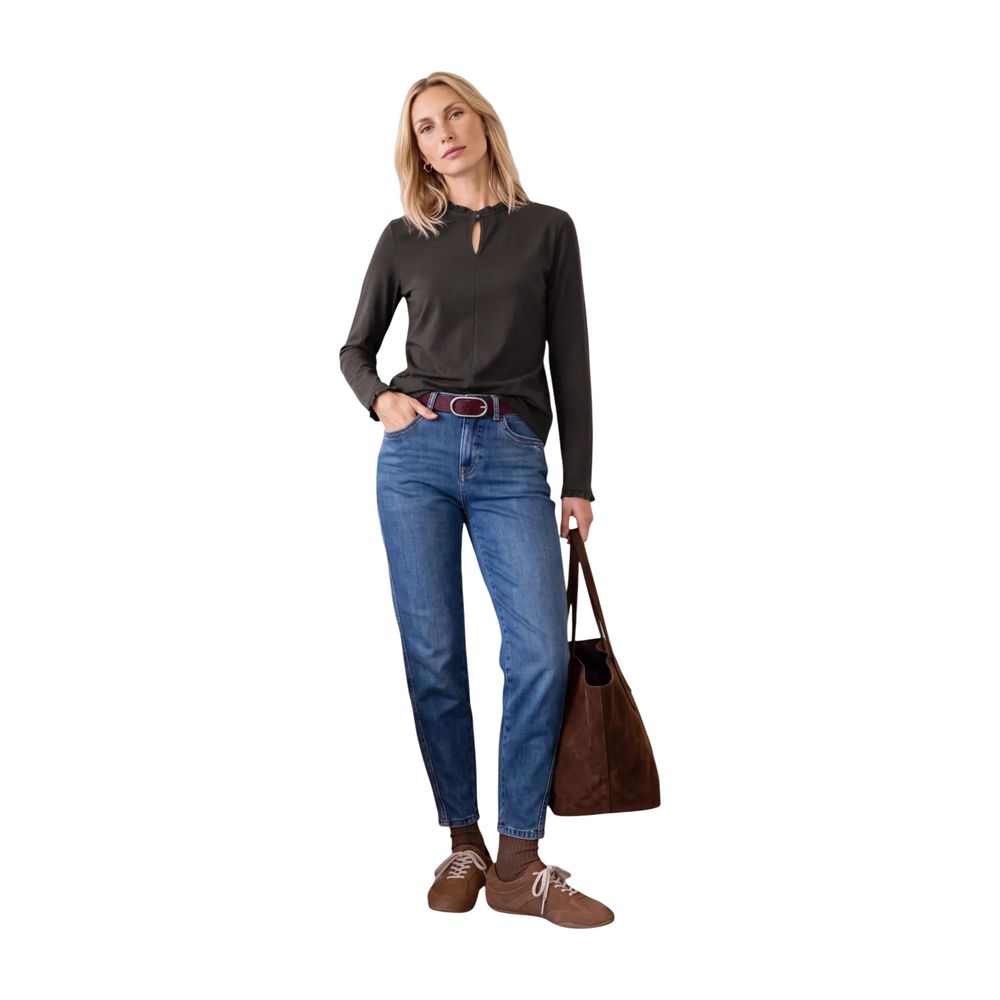 Street One Brown Cotton Long Sleeve T-Shirt - Eljoys Fashion 