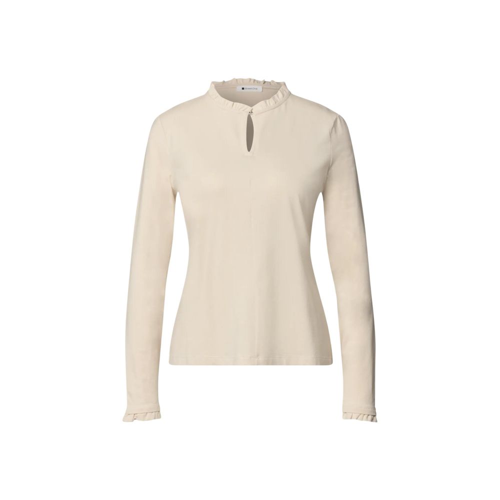 Street One Beige Cotton Long Sleeve T-Shirt - Eljoys Fashion 