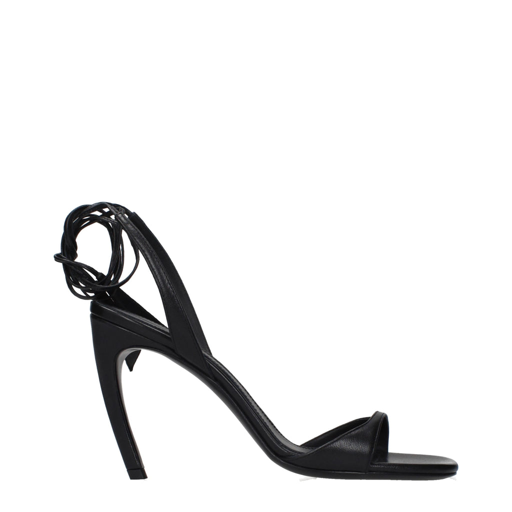 The Attico Black Leather Stiletto Heel Sandals