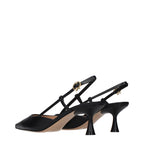 Gianvito Rossi Black Leather Mid Heel Pumps