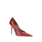 Amina Muaddi Red Calf Leather Bos Taurus High Heel Pumps