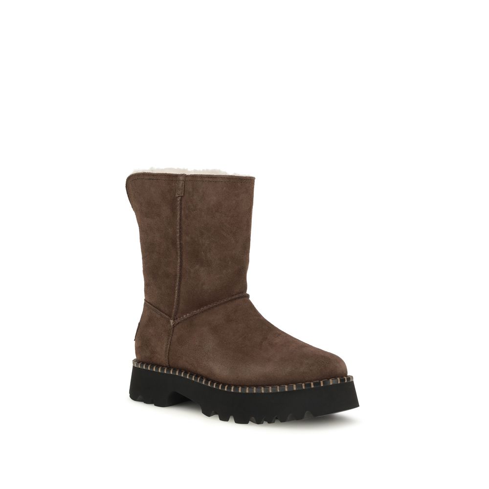 UGG Brown Suede Leather Flat Boots - Eljoys Fashion 