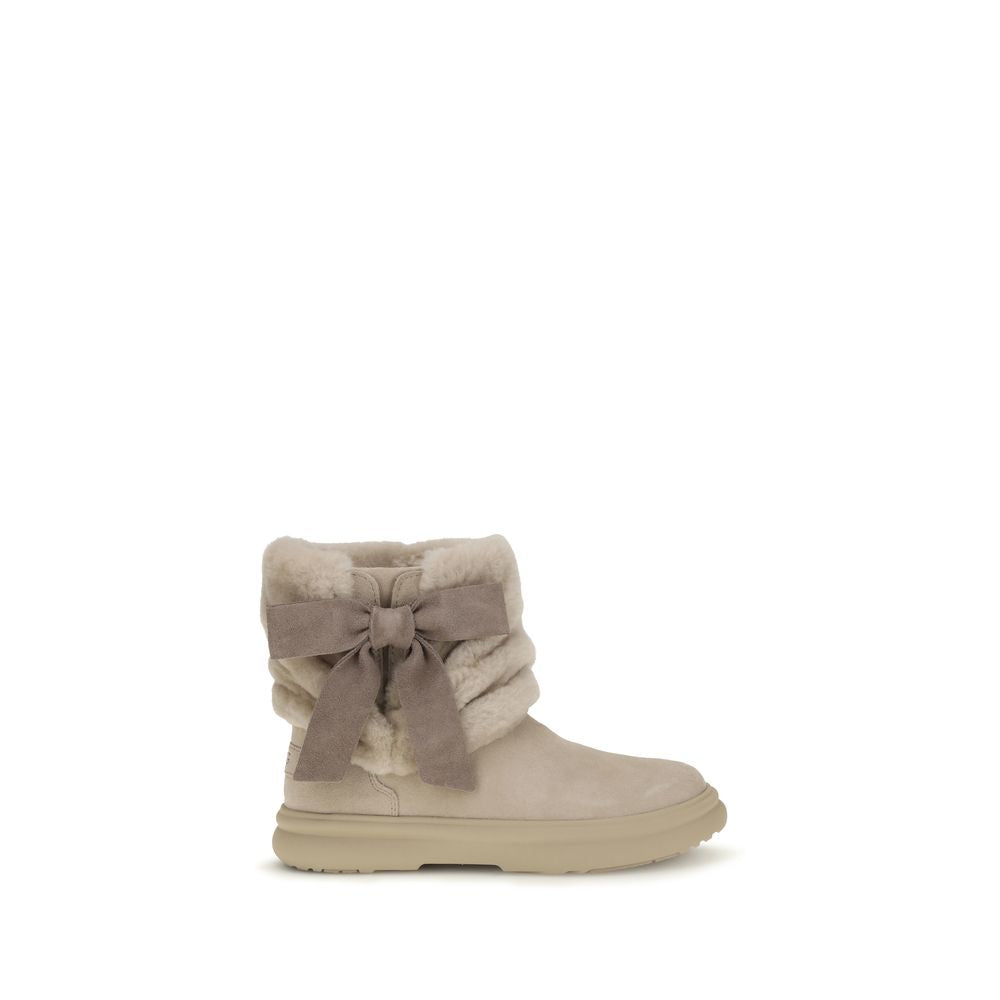 UGG Beige Suede Leather Ankle Boots - Eljoys Fashion 