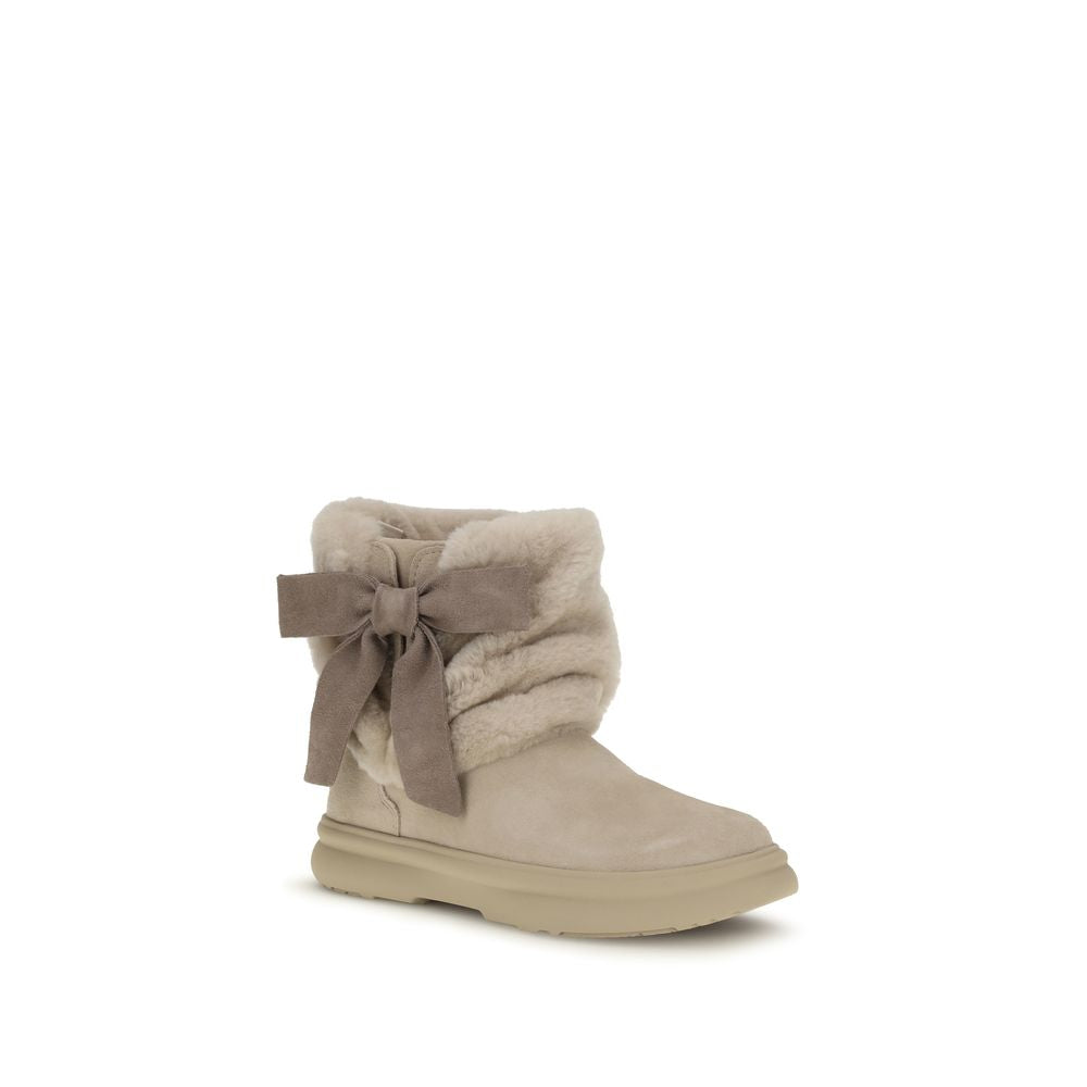 UGG Beige Suede Leather Ankle Boots - Eljoys Fashion 