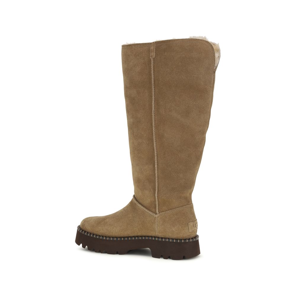 UGG Beige Suede Leather Flat Boots - Eljoys Fashion 