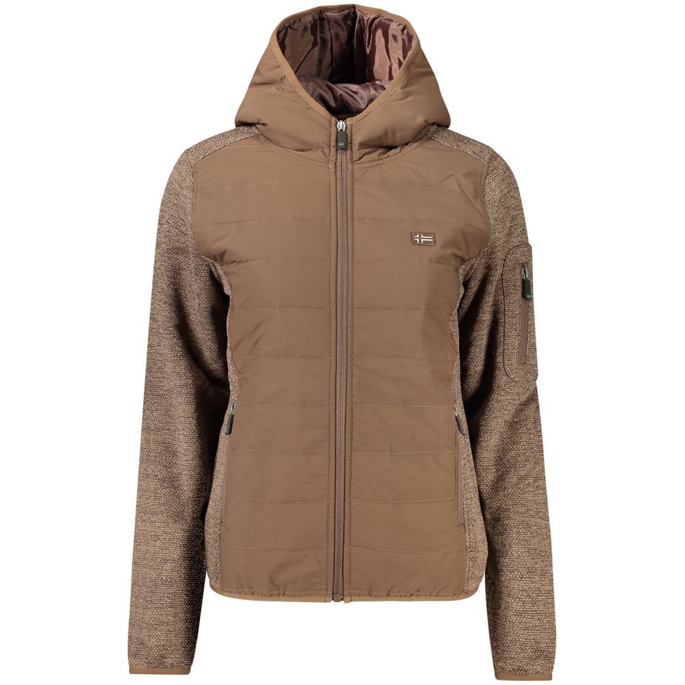 Norway 1963 Brown Polyester Women's Jacket with Hood - Eljoys Fashion 