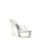 Amina Muaddi Silver Pvc Platform Sandals