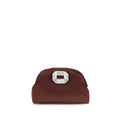 Amina Muaddi Bordeaux Satin Shoulder Bag - Eljoys Fashion 