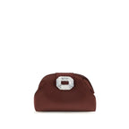 Amina Muaddi Bordeaux Satin Shoulder Bag - Eljoys Fashion 
