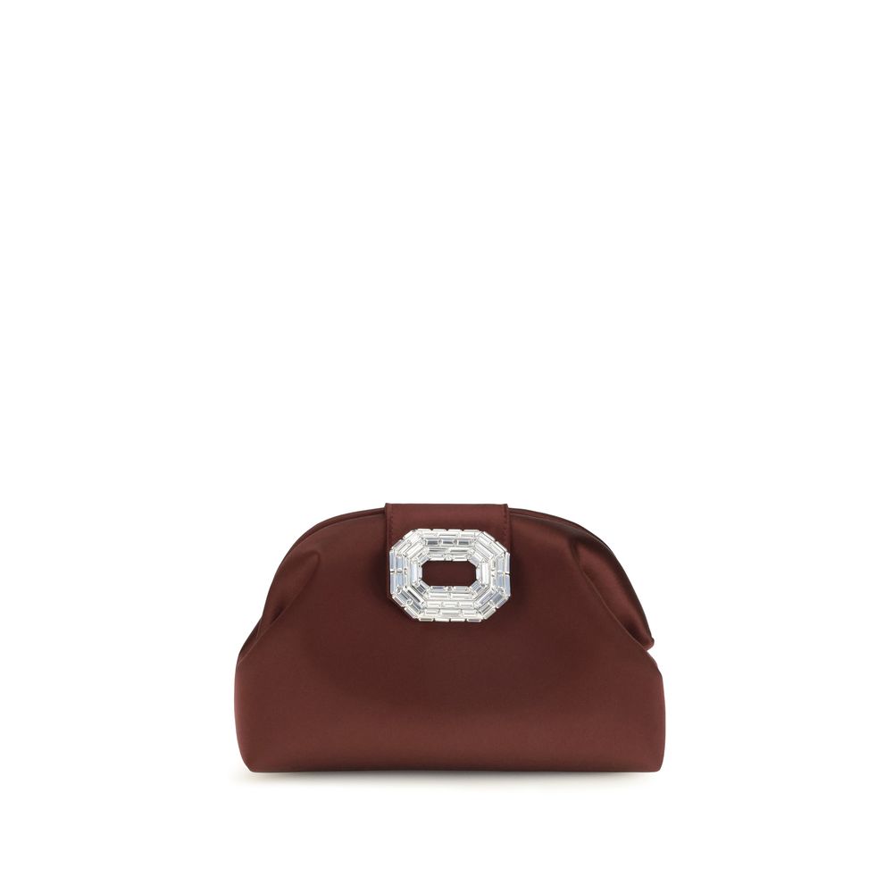 Amina Muaddi Bordeaux Satin Shoulder Bag - Eljoys Fashion 