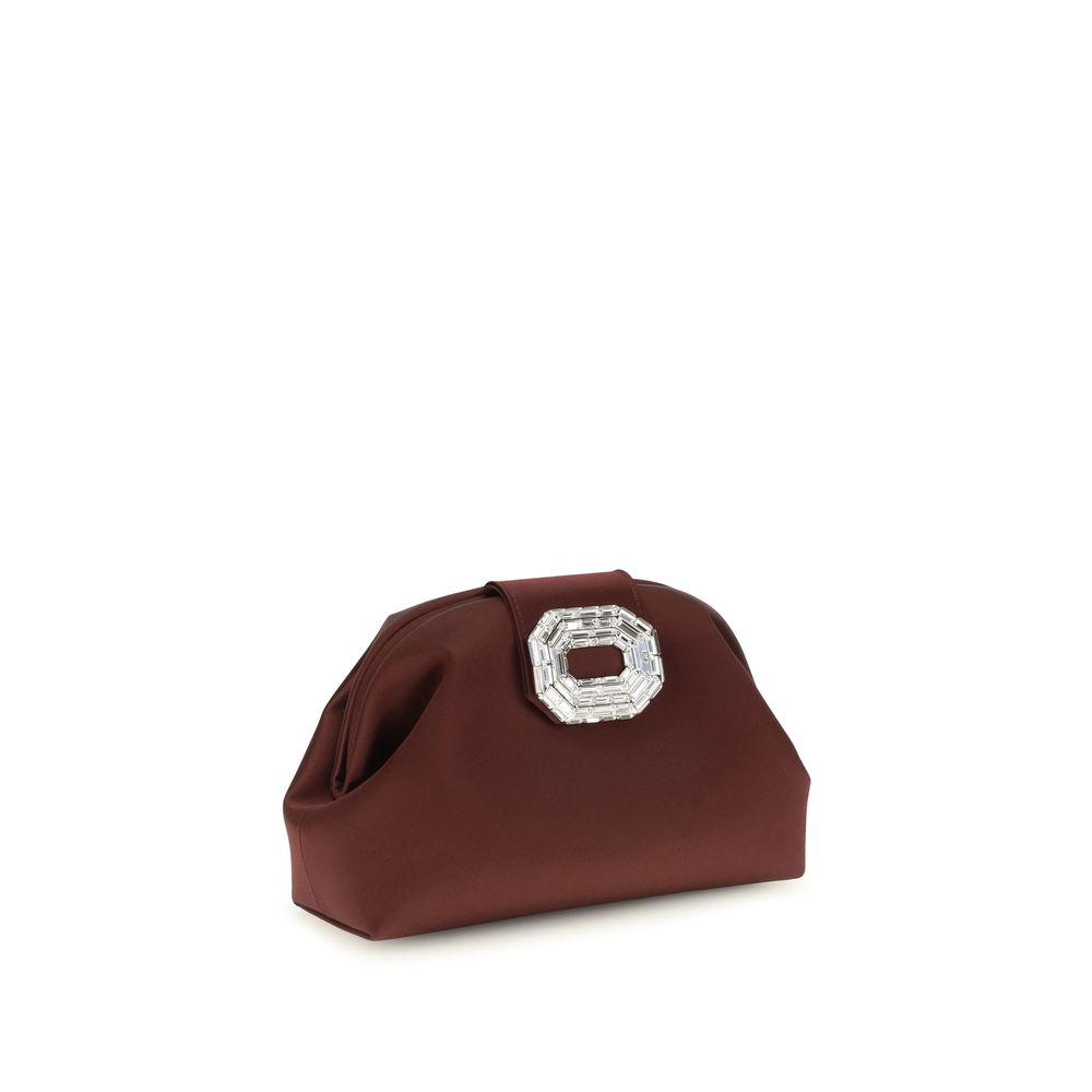 Amina Muaddi Bordeaux Satin Shoulder Bag - Eljoys Fashion 