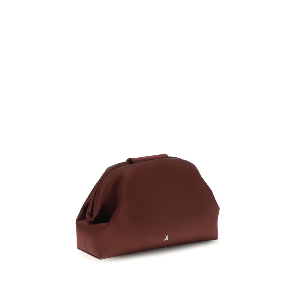 Amina Muaddi Bordeaux Satin Shoulder Bag - Eljoys Fashion 